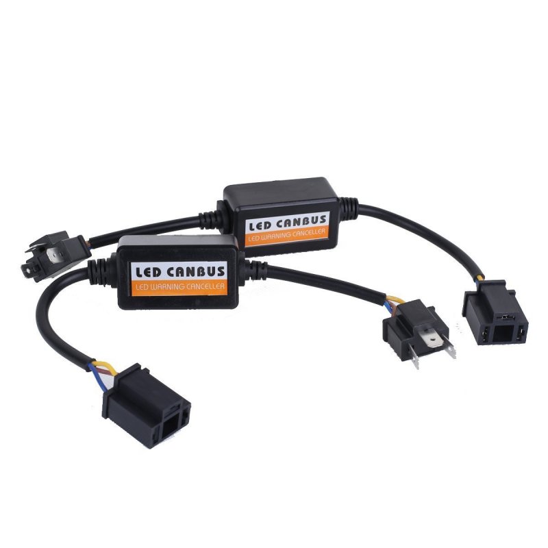 2Pcs Car H4 Warning Error Decoder Canceller Capacitor Anti-flicker LED Headlight Harness