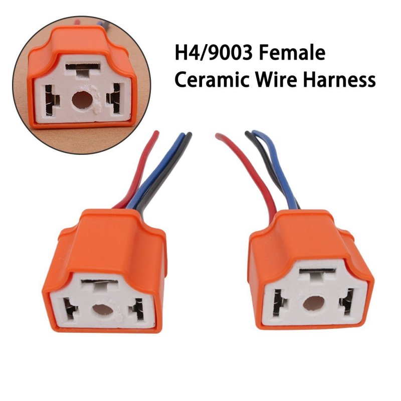 2Pcs Female Ceramic Headlight Extension Connector Plug Socket Wire Adapter for 12V Light Lamp Bulb