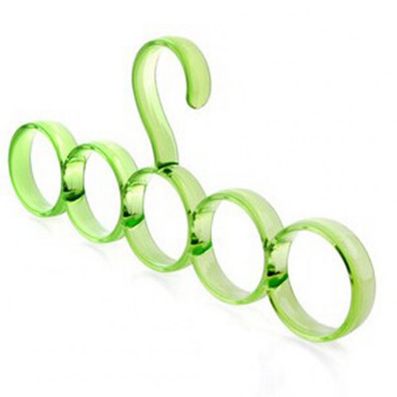 2Pcs Multifunctional 5-Ring Hanging Racks for Scarf Silk Scarves Belt ie green