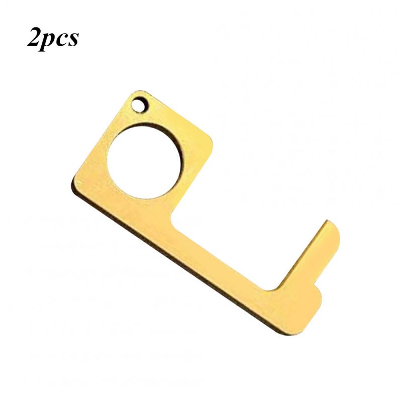 2Pcs Safety Door Opener Non Contact Door Hook Metal Handle for Elevator Gold 2pcs