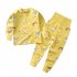 2Pcs Set Kids Home Wear Cotton Long Sleeve Tops High Waist Pants for Baby Girls Boys Yellow 100