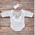 2Pcs Set Newborn Lace Romper   Headgear Set for Kids Baby Photo Props Costumes white Newborn