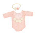2Pcs Set Newborn Lace Romper   Headgear Set for Kids Baby Photo Props Costumes Snow bud Newborn