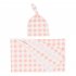 2Pcs Set Newborn Plaid Printing Swaddle Blanket with Beanie Set Soft Stretchy Towel for Baby Boys Girls Meat meal plaid 80 100cm