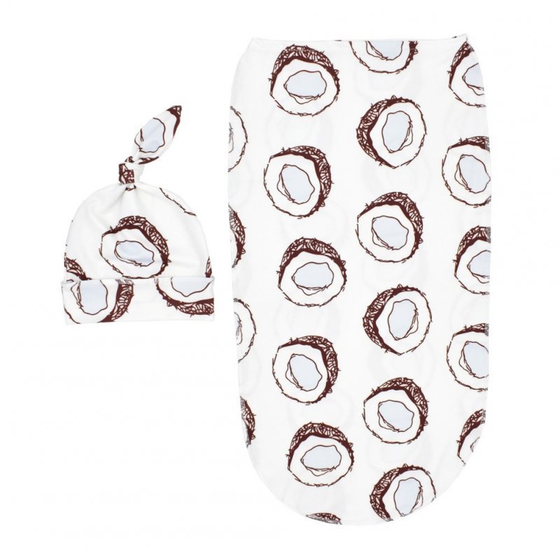 2Pcs/Set Newborn Swaddle Blanket with Beanie Set Soft Stretchy Towel for Baby Boys Girls coconut