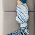 2Pcs Set Tie Dye Printing Swaddle Towel   Bowknot Hair Band for Infant Baby Blue tie dye 80 100cm