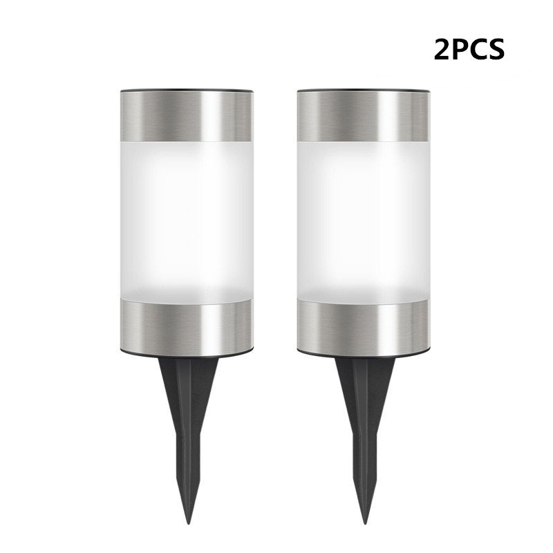 2Pcs Solar Lawn Light Outdoor Energy Saving Lamp Waterproof Garden Landscape Light Solar 1LED cylindrical lawn light white light