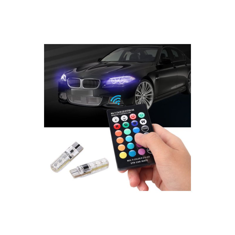 2Pcs T10 5050 Remote Control Car Led Bulb
