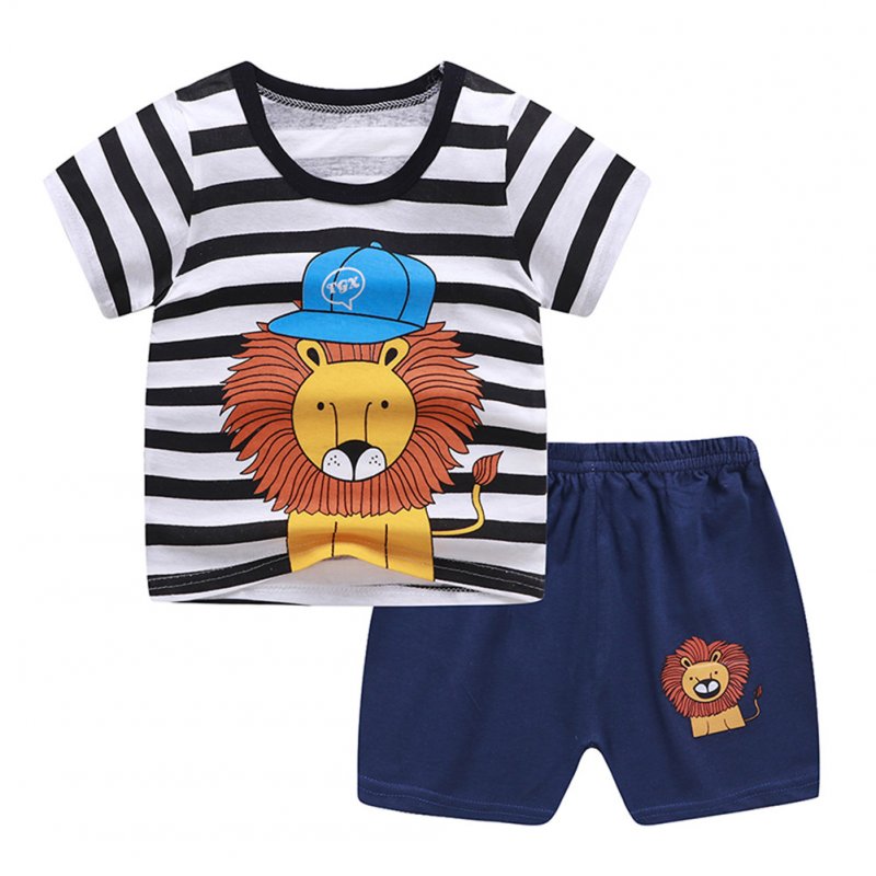 2Pcs Unisex Baby Short Sleeved Tops+Shorts Cartoon Pattern Clothes Children Home Wear B_80