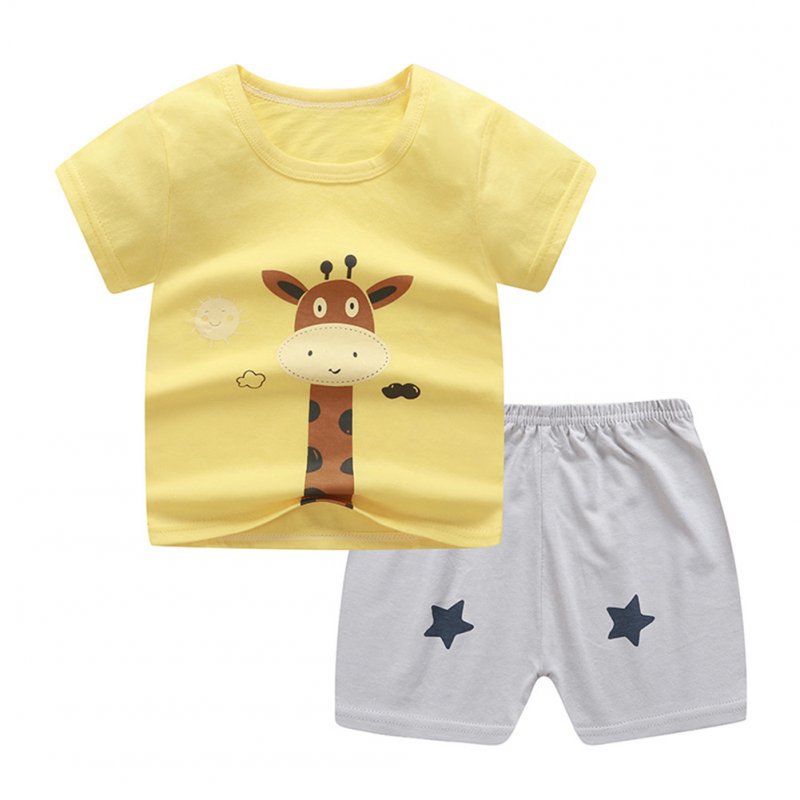 2Pcs Unisex Baby Short Sleeved Tops+Shorts Cartoon Pattern Clothes Children Home Wear D_90