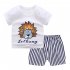 2Pcs Unisex Baby Short Sleeved Tops Shorts Cartoon Pattern Clothes Children Home Wear C 100