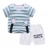2Pcs set Baby Suit Cotton T shirt   Shorts Cartoon Short Sleeve for 6 Months 4 Years Kids Striped buckle 90  60 yards 