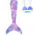 2Pcs set Girl Kid Swimsuit Halter Bra   Mermaid Tail Colorful Split Swimwear for 3 12Y C M