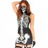 2Pcs set Halloween Sexy Bodycon Dress   Mask Skeleton Sleeveless Cosplay Party Costume black S