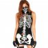 2Pcs set Halloween Sexy Bodycon Dress   Mask Skeleton Sleeveless Cosplay Party Costume black M