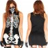 2Pcs set Halloween Sexy Bodycon Dress   Mask Skeleton Sleeveless Cosplay Party Costume Halloween S