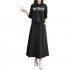 2Pcs set Lady Autumn Long Sleeve Hoodie Sweatshirt Printing Letters   Solid Color Long Skirt Black suit 2XL