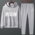 2Pcs set Men Hoodie Sweatshirt Sports Pants Printing RUN Casual Sportswear Student Tracksuit Gray XL