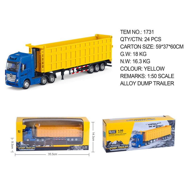Huina 1:50 Dump Truck Model Toys Container Truck Engineering Vehicle Toys For Boys Gifts Collection 1731/1732 
