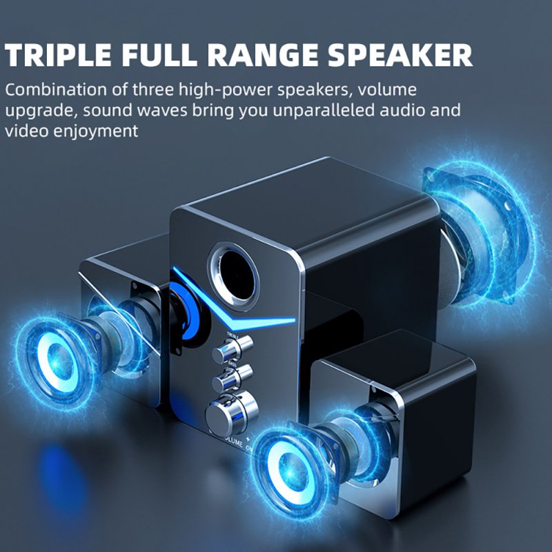 D221 Computer Speakers Wired Bluetooth 5.0 Desktop Combination Audio USB Sound Effect Bass Speaker White 