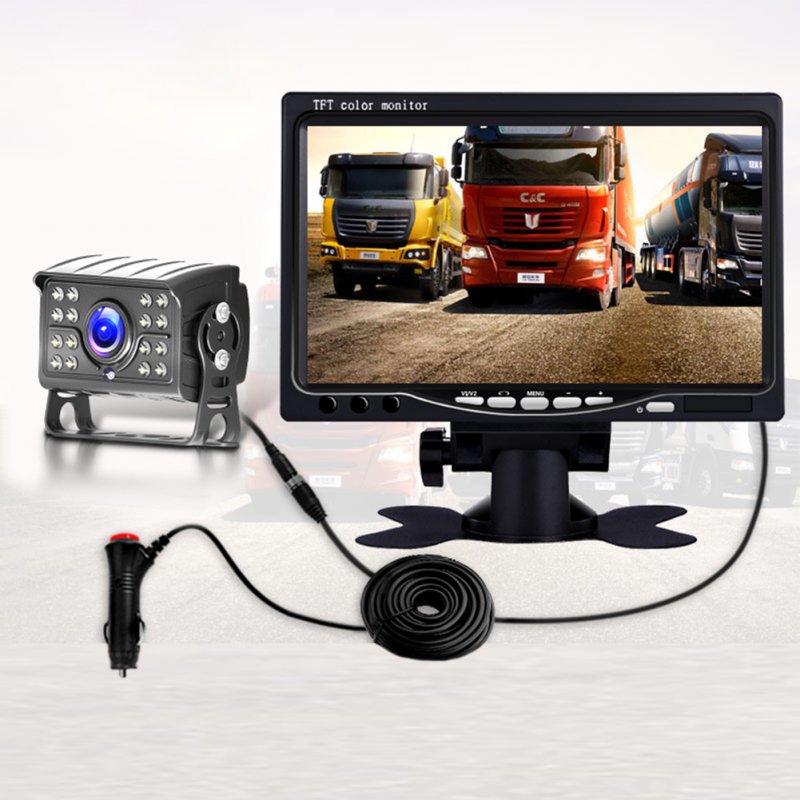 Car Reversing Image Camcorder Kit 7-inch Lcd Screen Display Night Vision Bus Camera Back Up Auxiliary Device 