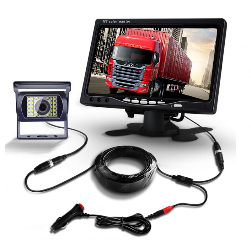Car Back Up Monitor 7-inch Lcd Screen Reversing Image Display Bus Camera Rear View Auxiliary Device 