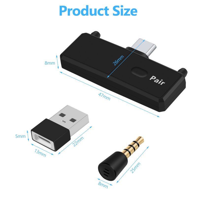 Audio Transmitter Wireless Adapter Bluetooth 5.0 EDR A2DP Low Latency for Nintendo Switch PS4 TV PC Games 