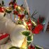 2m String Lights Artificial Poinsettia Garland with Red Berries Rattan for Christmas Decoration