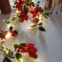 2m String Lights Artificial Poinsettia Garland with Red Berries Rattan for Christmas Decoration