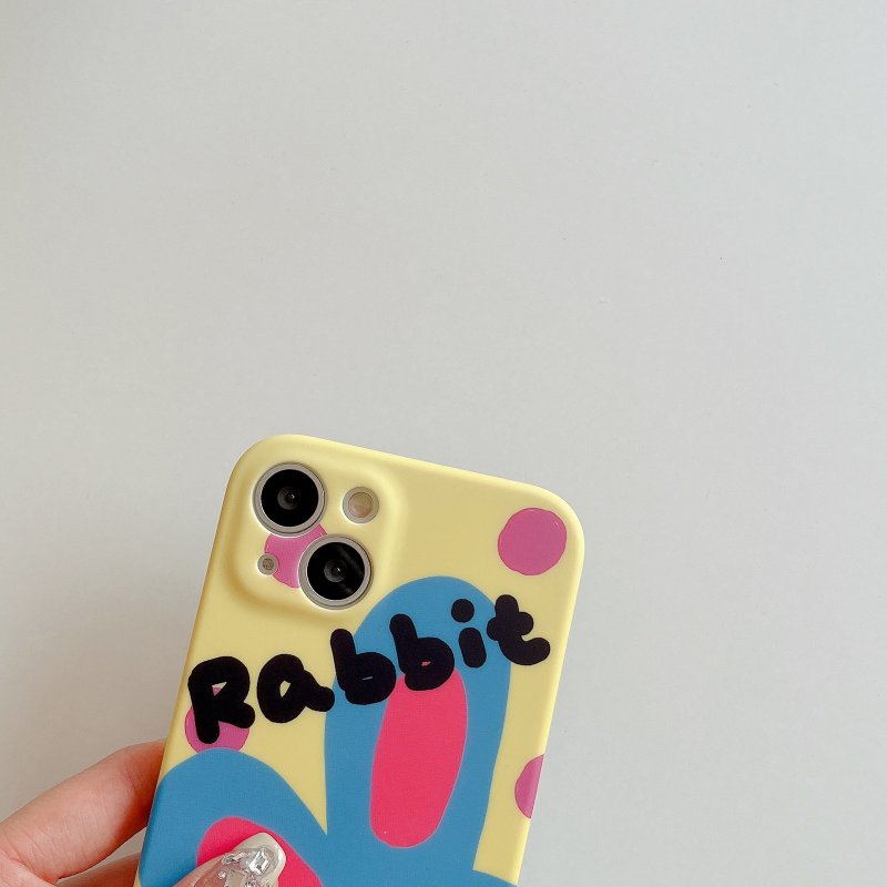 Cartoon Polka Dot Rabbit Phone Case Precise Hole Position Shockproof Protective Cover Compatible For iPhone 15 14 Pro Max 13 12 liquid sticker polkadot rabbit 15promax