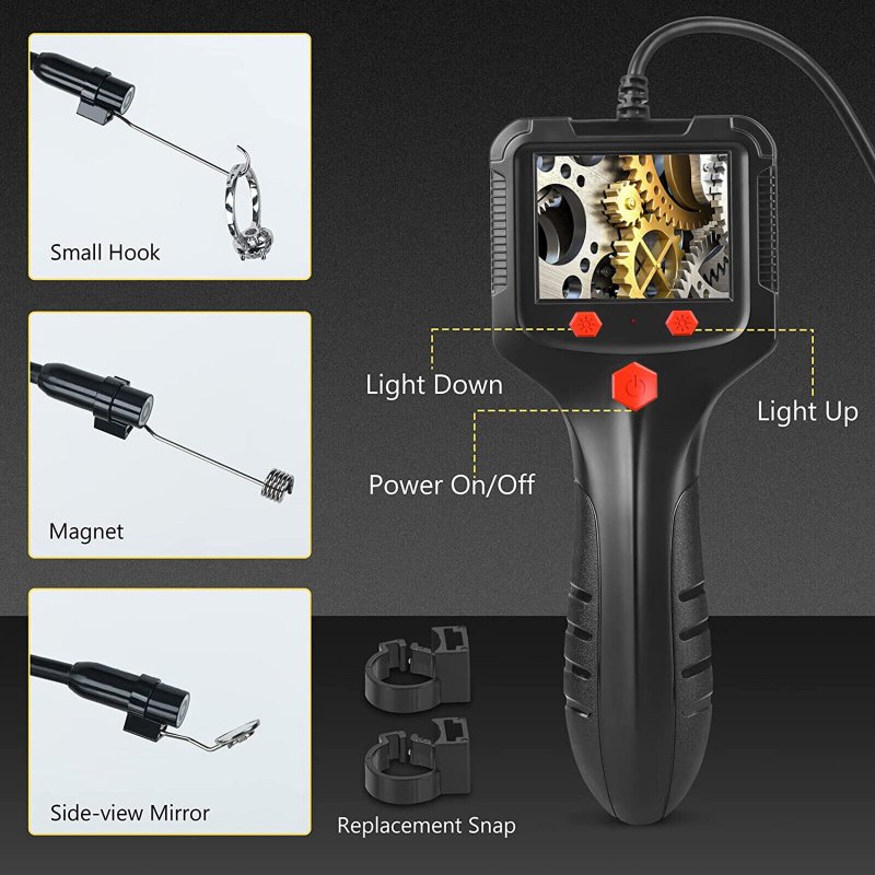 Portable Pipe Endoscope with Screen 8mm Lens Hd Camera Handheld Industrial Peepscope Detector Front 2m 