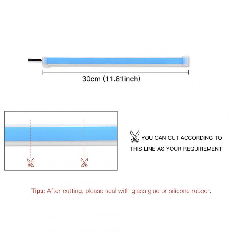 2pcs Automotive LED Turn Signal Driving Light Belt, Ultra-thin Light Guide Strip Two-color Streamer Turn Decorative Light Accessories 30CM ice blue yellow pair