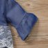 2pcs Baby Girls Outfits Set Flared Long Sleeves Lace T shirt Solid Color Bell bottom Pants For 3 8 Years Old Kids blue 12 18M 80cm
