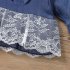 2pcs Baby Girls Outfits Set Flared Long Sleeves Lace T shirt Solid Color Bell bottom Pants For 3 8 Years Old Kids blue 12 18M 80cm