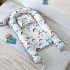2pcs Baby Nest  Bed With  Pillow Portable Crib Travel Bed Infant Toddler Cotton Cradle For  Newborn Grey Edge Lion HDJ 50 85