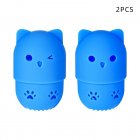 2pcs Beauty Powder Puff Case Silicone Beauty Egg Storage Eggshell Storage Box Protection Cover Case blue