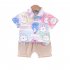 2pcs Boys Cotton Shirt Suit Cute Cartoon Printing Short Sleeves Lapel Tops Shorts Two piece Set For 1 4 Years Old Kids pink 2 3Y 100cm