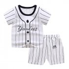 2pcs Boys Girls Cotton Pajamas Suit Summer Cute Printing Short Sleeves Shirt Shorts Two-piece Set striped buckles 100cm