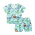 2pcs Boys Girls Cotton Pajamas Suit Summer Cute Printing Short Sleeves Shirt Shorts Two piece Set Coconut Car 120cm