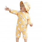 2pcs Boys Girls One-piece Swimwear Cartoon Quick-drying Sunscreen Surfing Swimsuit For 1-7 Years Old Kids Yellow 6-7Y 10