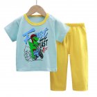 2pcs Boys Pajamas Set Short Sleeve Trousers Suit Air Conditioning Clothes For 1-6 Years Old Kids D09 4-5Y 110cm