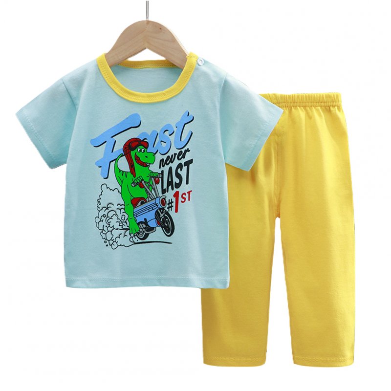 2pcs Boys Pajamas Set Short Sleeve Trousers Suit Air Conditioning Clothes For 1-6 Years Old Kids D09 1-2Y 80cm