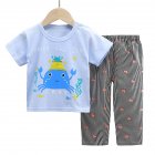 2pcs Boys Pajamas Set Short Sleeve Trousers Suit Air Conditioning Clothes For 1-6 Years Old Kids D02 2-3Y 90cm