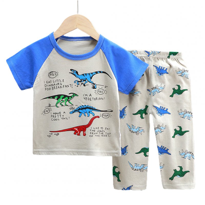 2pcs Boys Pajamas Set Short Sleeve Trousers Suit Air Conditioning Clothes For 1-6 Years Old Kids D05 6-12M 73CM