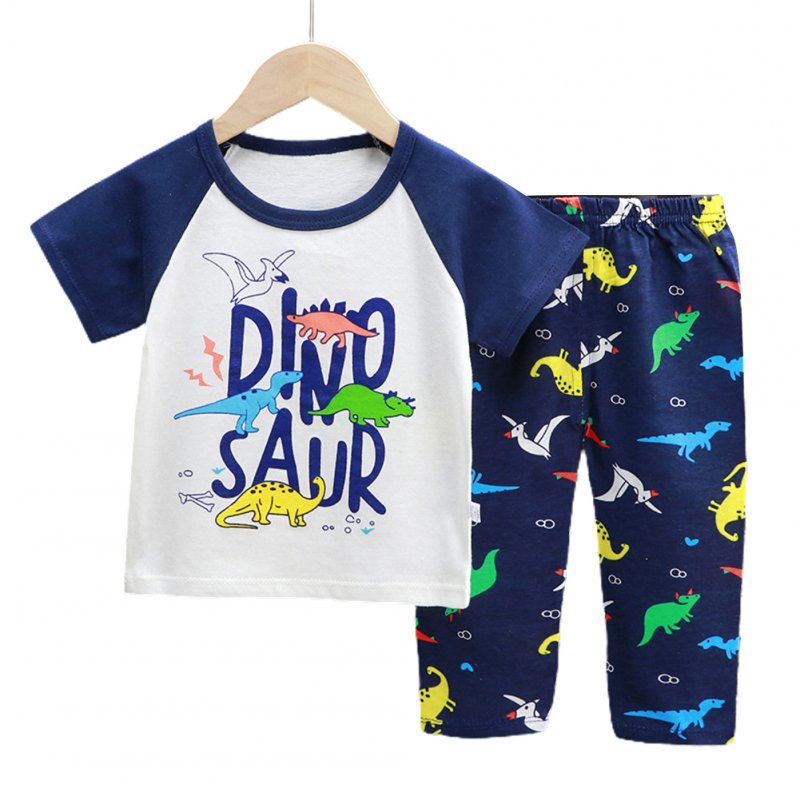 2pcs Boys Pajamas Set Short Sleeve Trousers Suit Air Conditioning Clothes For 1-6 Years Old Kids D06 4-5Y 110cm