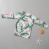2pcs Boys Split Swimsuit Summer Printing Sunscreen Quick drying Long Sleeves Swimwear Long Swimming Pants green 5 6years XL