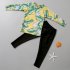 2pcs Boys Split Swimsuit Summer Printing Sunscreen Quick drying Long Sleeves Swimwear Long Swimming Pants yellow 3 4years M