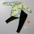 2pcs Boys Split Swimsuit Summer Printing Sunscreen Quick drying Long Sleeves Swimwear Long Swimming Pants yellow 7 9years 3XL