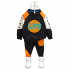 2pcs Boys Sweatshirt Pants Set Long Sleeves Round Neck Sweater Trousers Suit For 2-10 Years Old Kids orange 3-4Y 100cm