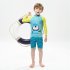 2pcs Boys Swimsuit Set Cute Cartoon Printing Long Sleeved Sunscreen Quick drying Swimwear For Children pink penguin 5 6years L